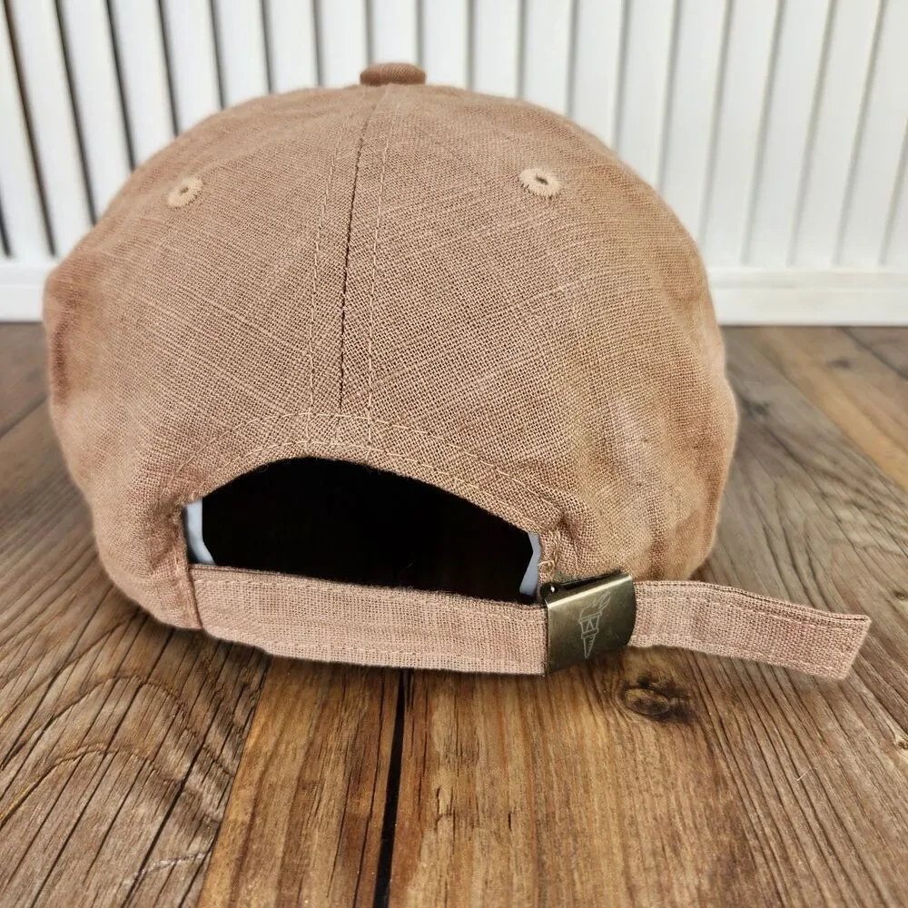 Weld Mfg Mahalo Hemp Organic Cotton Strapback Hat Cap Brown Palm Tree Dad Finger